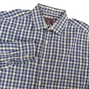 UNTUCKit Mens Slim Fit Gingham Button Down Shirt Blue White Cotton Large